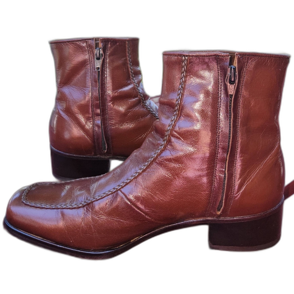 Vintage Florsheim Designer Collection ankle zip dress boot dark cherry size 8.5